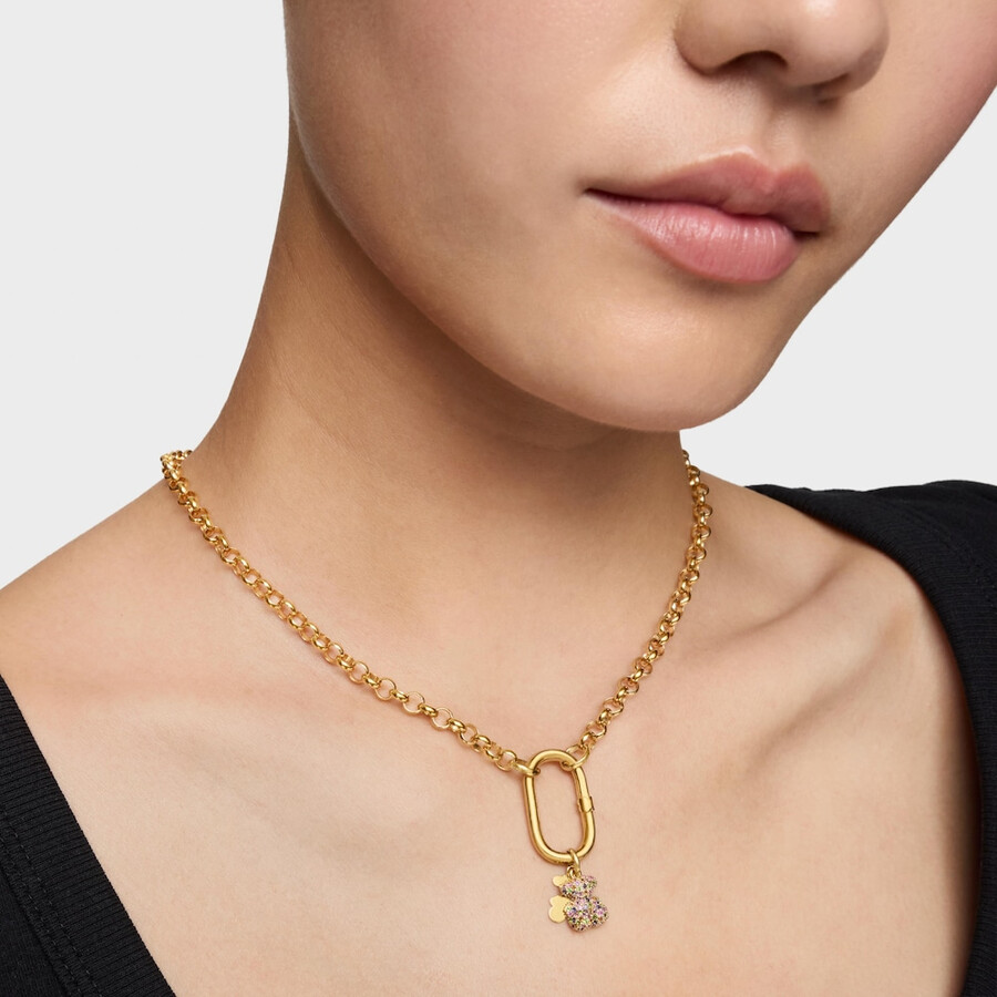 doppelbär-anhänger aus 14-karätigem gold mit edelsteinen modell „bold bear
