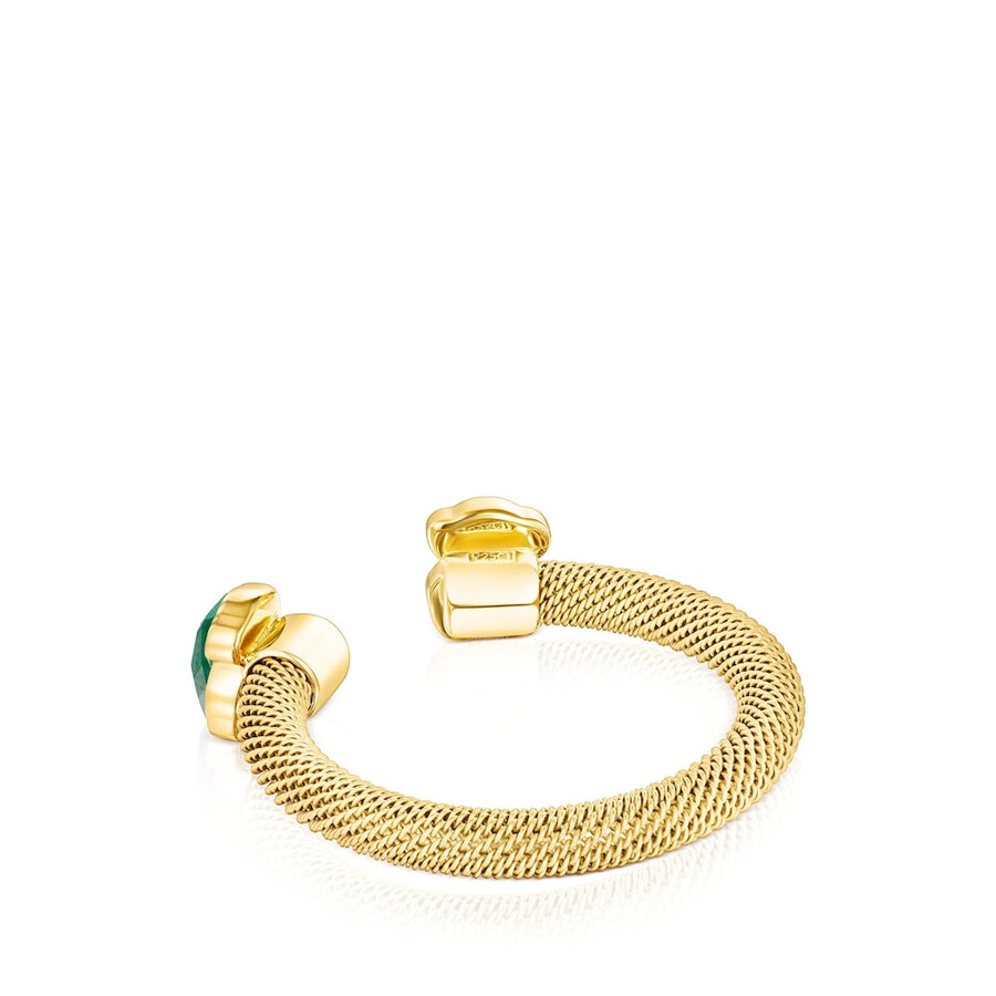 goldfarbener offener ring aus ip-stahlgewebe mit malachit