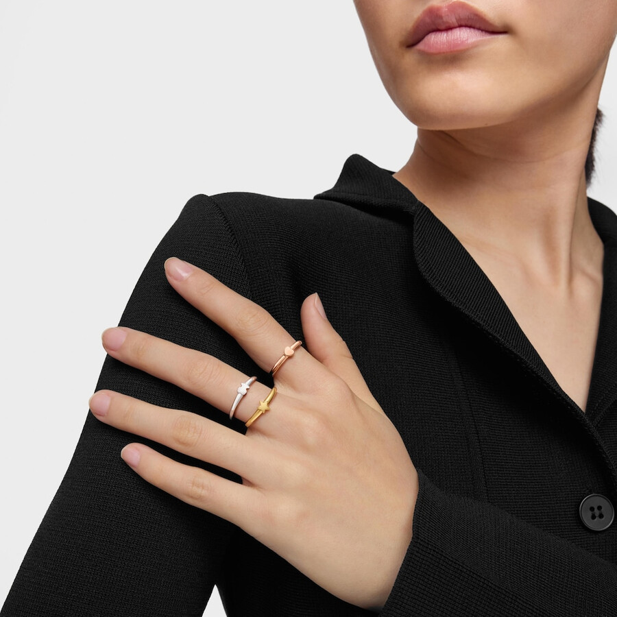 ring-set aus silber silber-vermeil und rosé-silber-vermeil mit verschiedenen motiven tous ring mix.