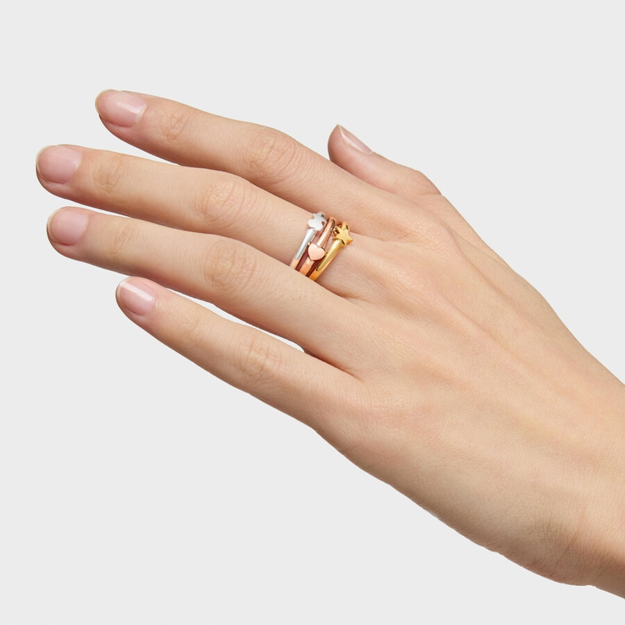 ring-set aus silber silber-vermeil und rosé-silber-vermeil mit verschiedenen motiven tous ring mix.