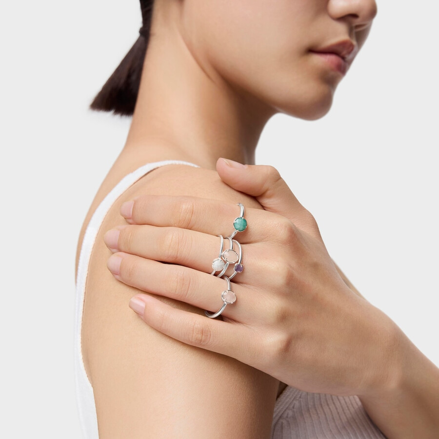 viererpack tous ringe aus silber und edelsteinen in coolen farben