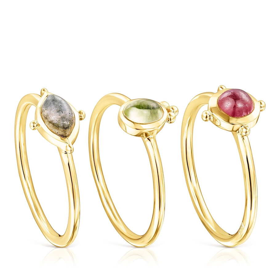 packung versilberter magic nature ringe mit edelsteinen