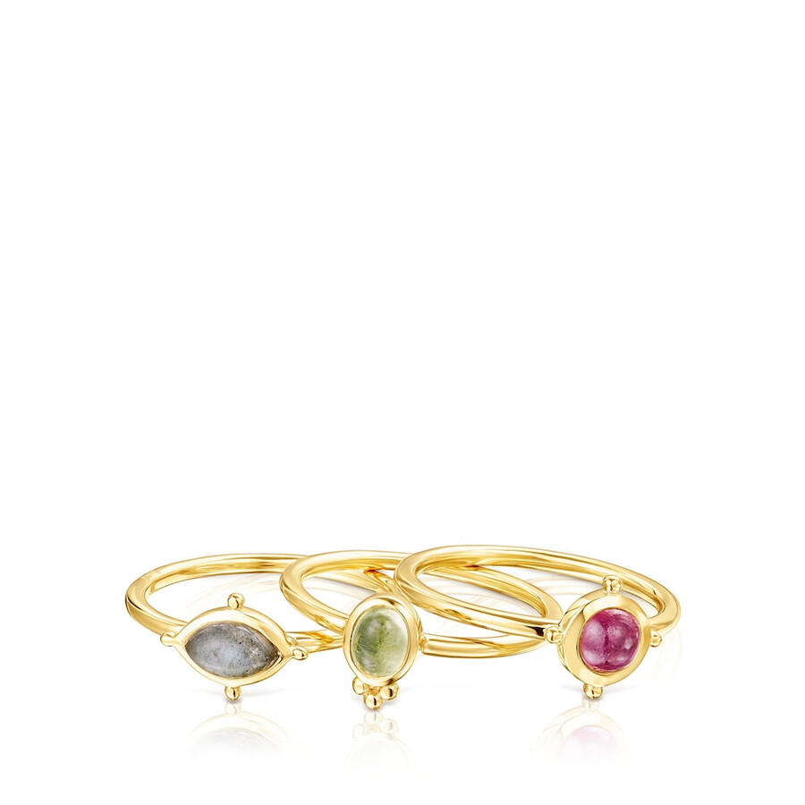packung versilberter magic nature ringe mit edelsteinen