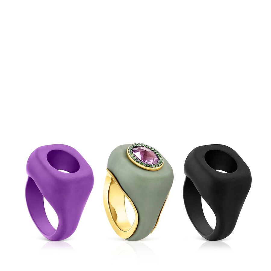 virtueller garten-siegelring aus silberversilbertem silber mit amethyst