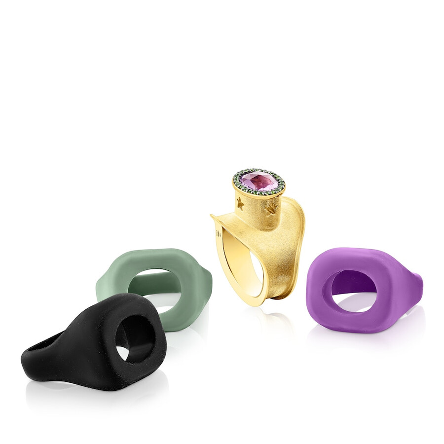 virtueller garten-siegelring aus silberversilbertem silber mit amethyst