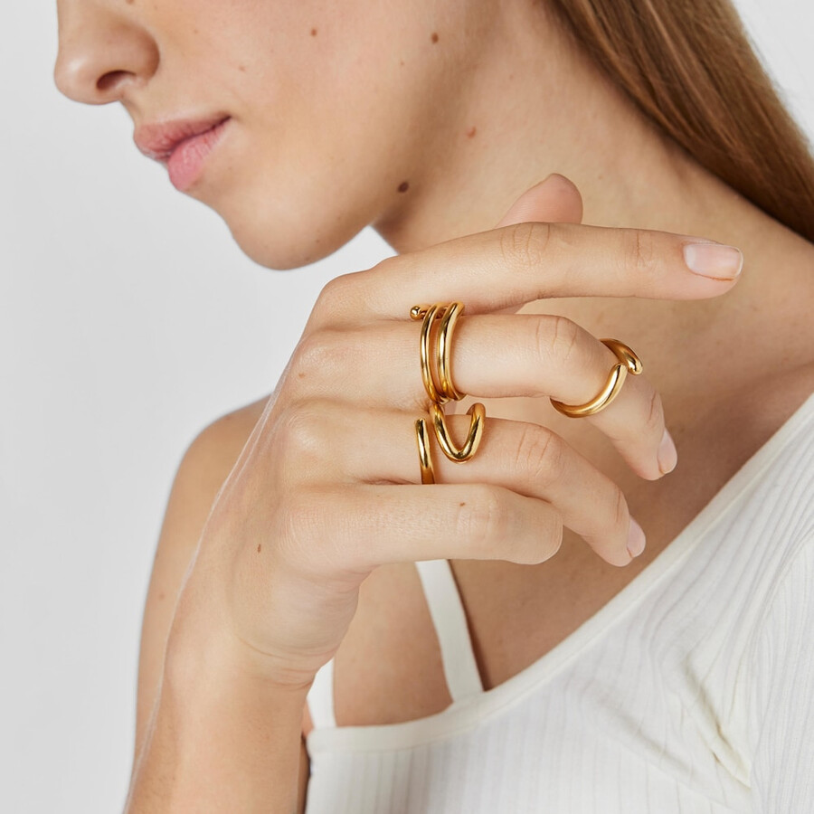offener ring aus vergoldetem silber new haven