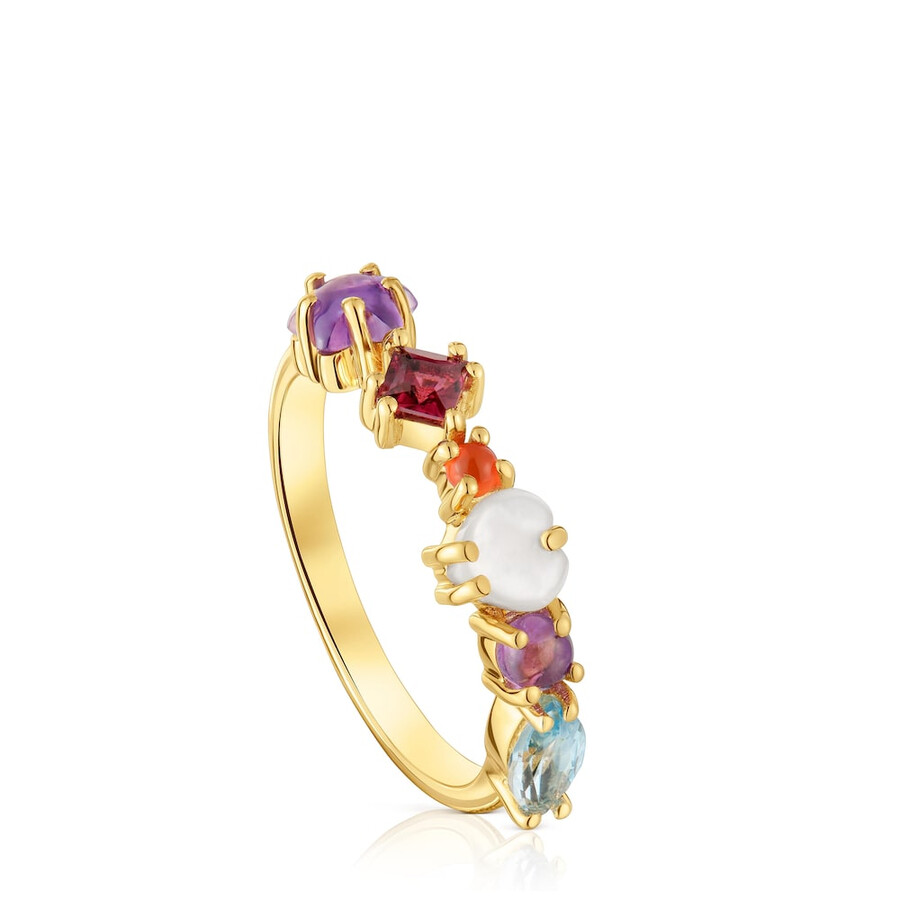 kleiner ring aus 18-karätig vergoldetem silber mit edelsteinmotiven zuckerparty