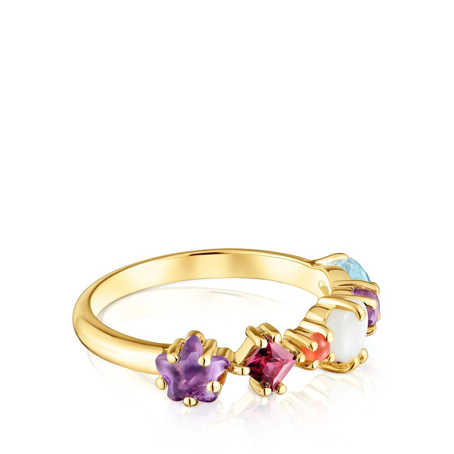 kleiner ring aus 18-karätig vergoldetem silber mit edelsteinmotiven zuckerparty