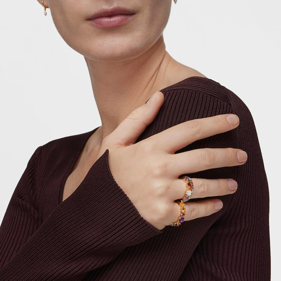 kleiner ring aus 18-karätig vergoldetem silber mit edelsteinmotiven zuckerparty