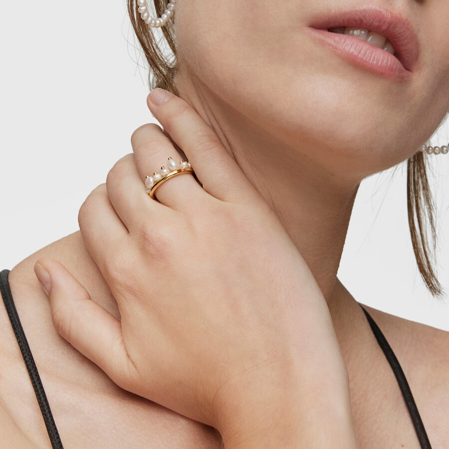 kleiner ring aus 18-karätig vergoldetem silber und zuchtperlen sugar party