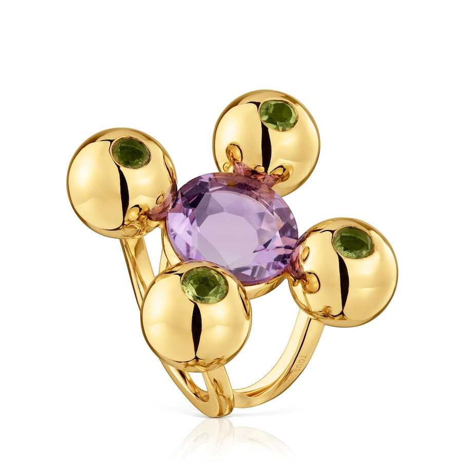 mittelgroßer ring mit 18-karätiger vergoldung auf silber amethyst und peridot sugar party