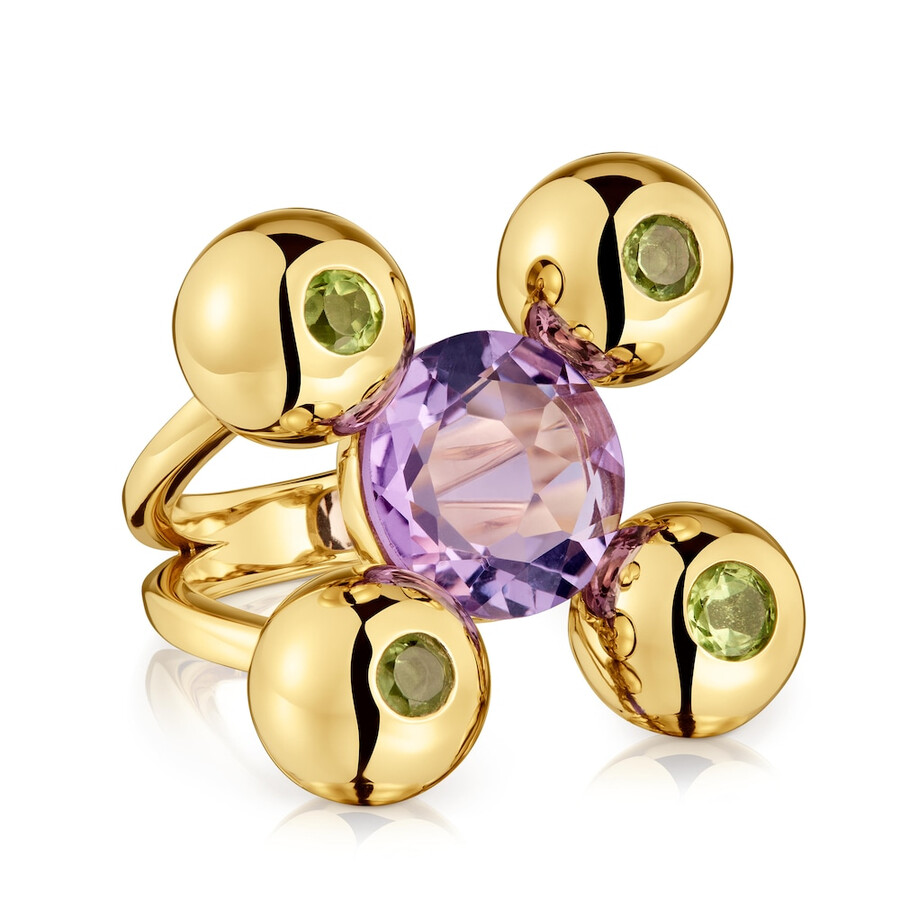 mittelgroßer ring mit 18-karätiger vergoldung auf silber amethyst und peridot sugar party