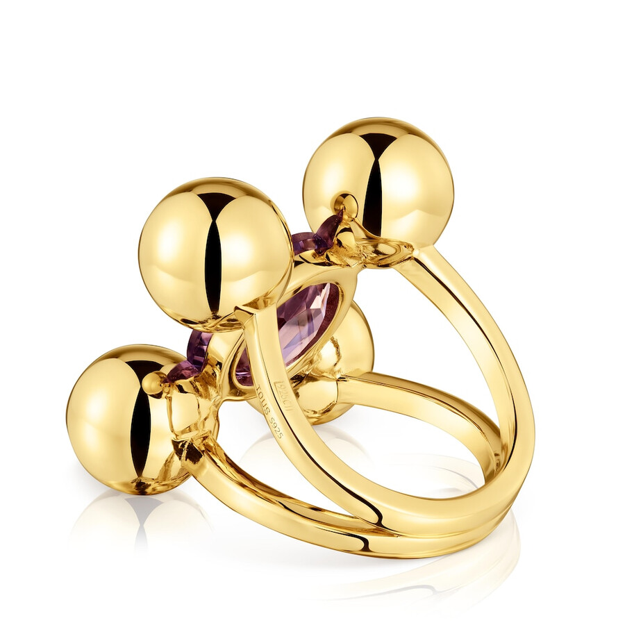 mittelgroßer ring mit 18-karätiger vergoldung auf silber amethyst und peridot sugar party