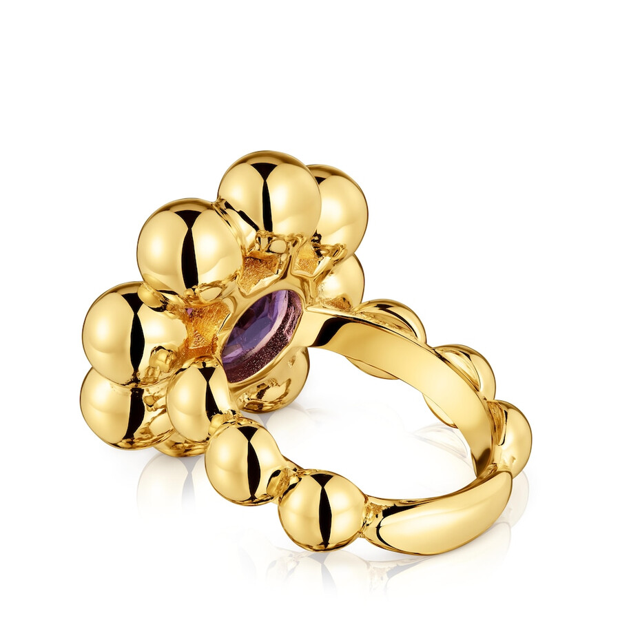 mittelgroßer blumenring mit 18-karätiger vergoldung auf silber und amethyst sugar party