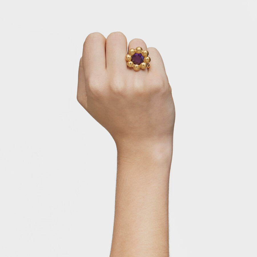 mittelgroßer blumenring mit 18-karätiger vergoldung auf silber und amethyst sugar party