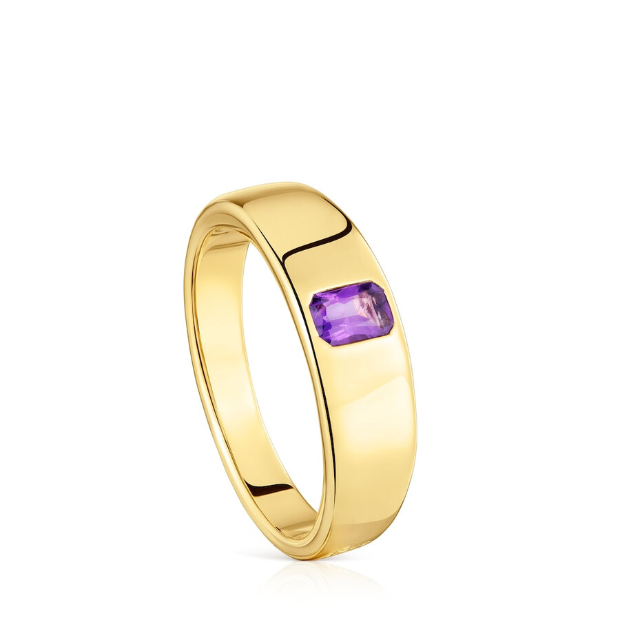 siegelring mit 18-karätiger vergoldung auf silber und amethyst tous basic colors