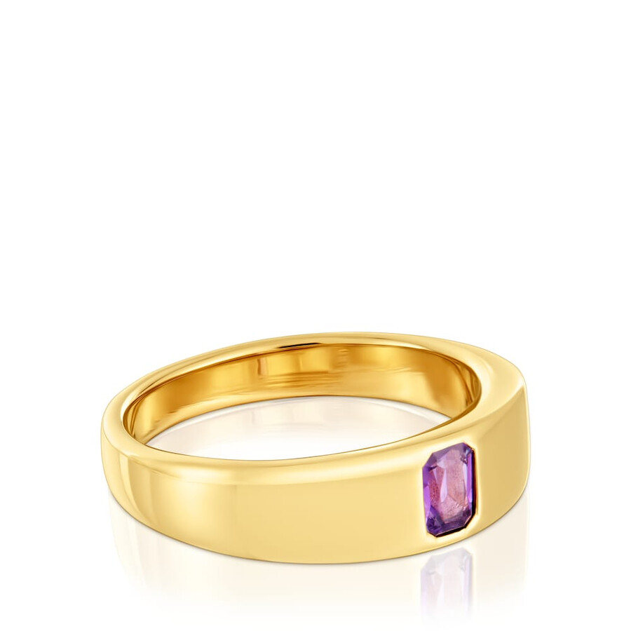 siegelring mit 18-karätiger vergoldung auf silber und amethyst tous basic colors