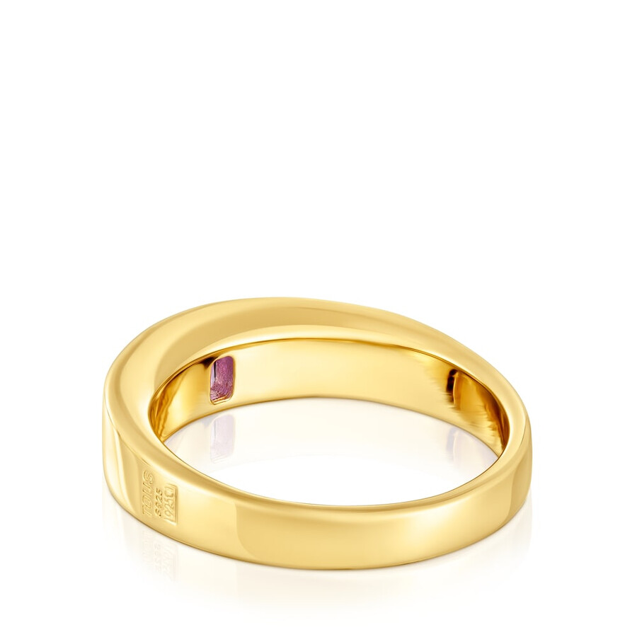 siegelring mit 18-karätiger vergoldung auf silber und amethyst tous basic colors