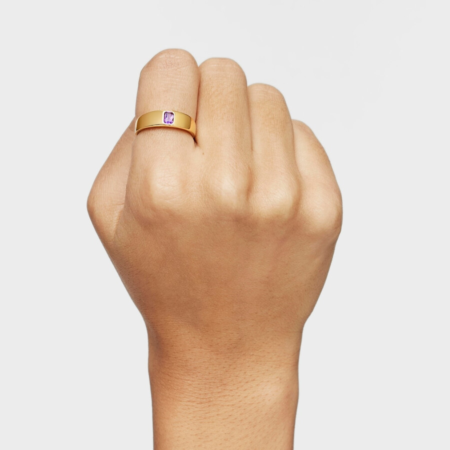 siegelring mit 18-karätiger vergoldung auf silber und amethyst tous basic colors