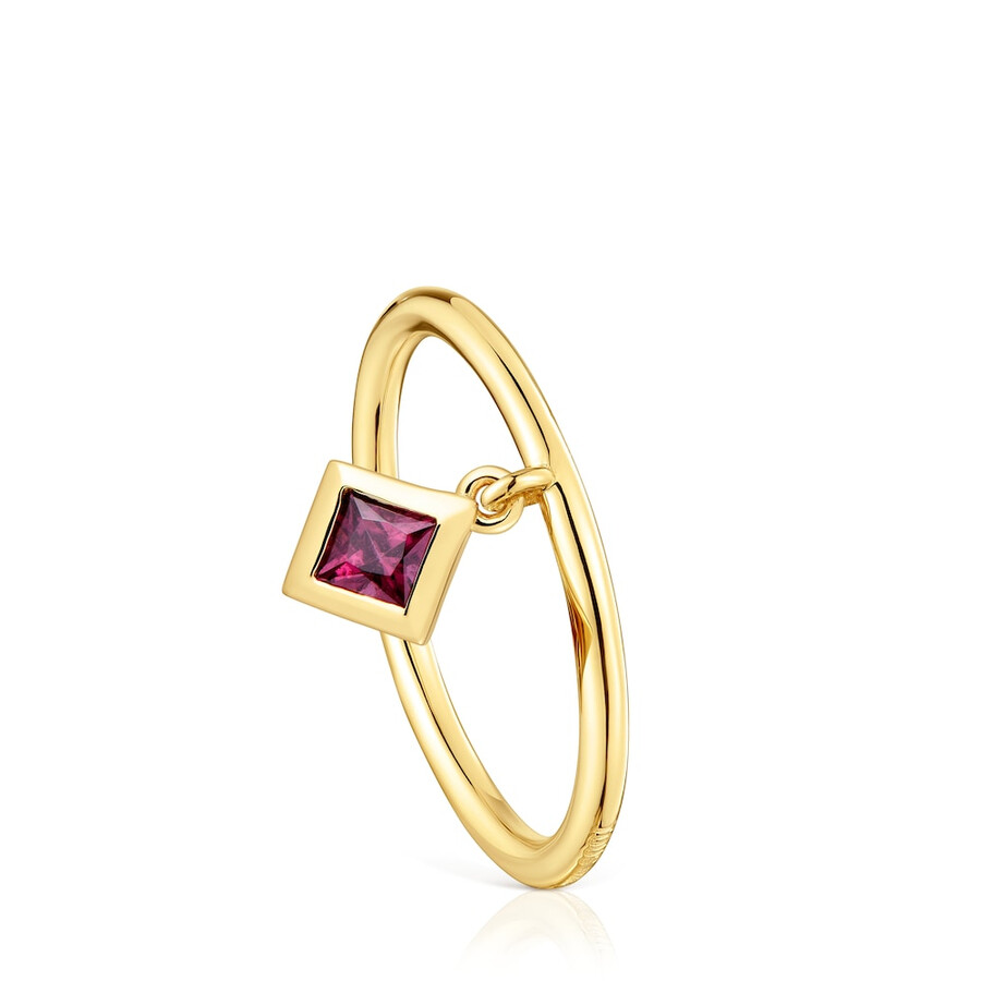 kleiner ring mit 18-karätiger vergoldung auf silber und rhodolith-anhänger tous basic colors