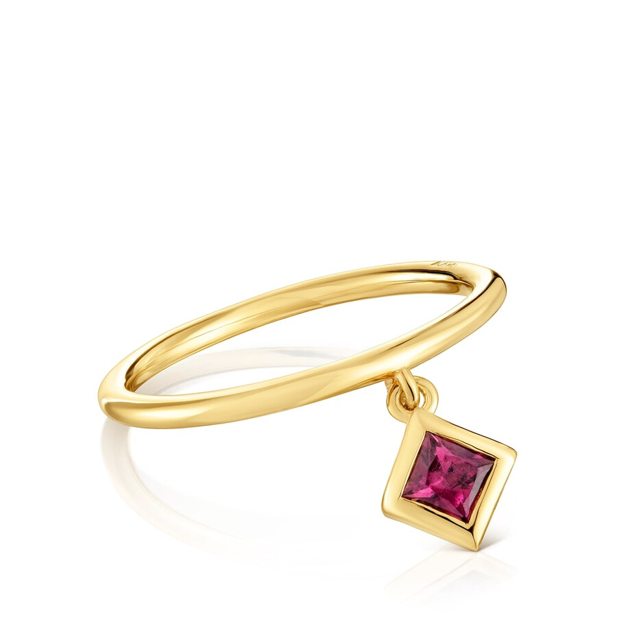 kleiner ring mit 18-karätiger vergoldung auf silber und rhodolith-anhänger tous basic colors