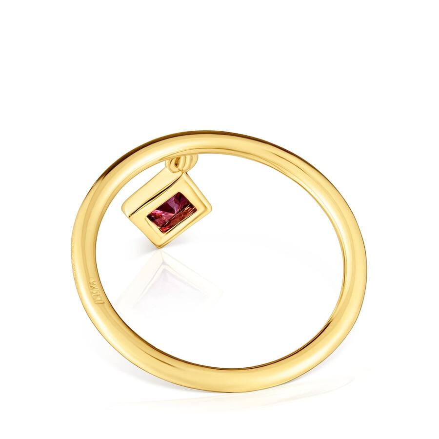 kleiner ring mit 18-karätiger vergoldung auf silber und rhodolith-anhänger tous basic colors