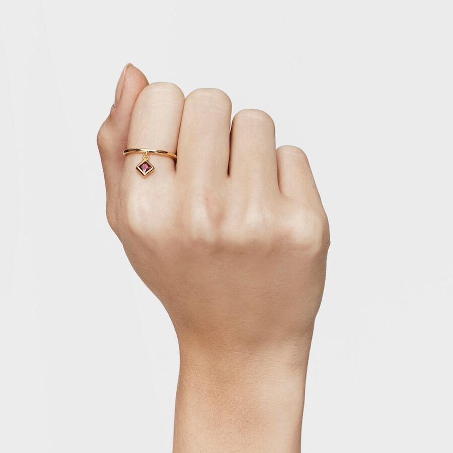 kleiner ring mit 18-karätiger vergoldung auf silber und rhodolith-anhänger tous basic colors
