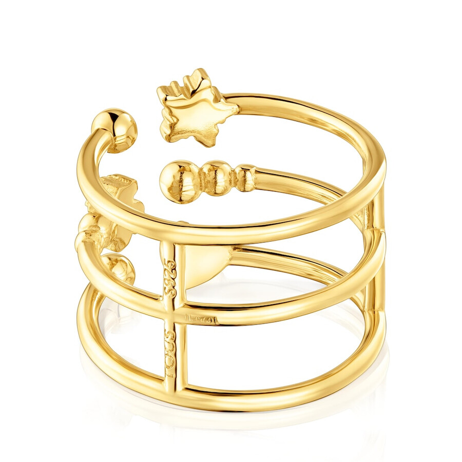 großer offener ring mit 18-karätiger vergoldung auf silber und bärenmotiven von tous grain