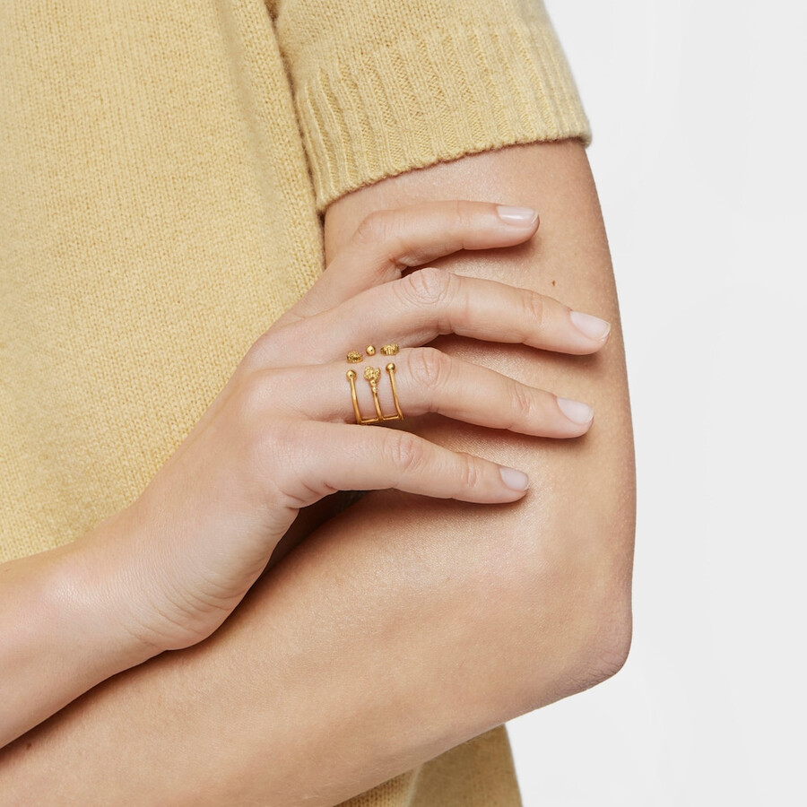großer offener ring mit 18-karätiger vergoldung auf silber und bärenmotiven von tous grain