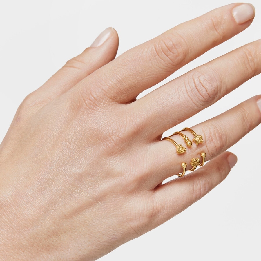 großer offener ring mit 18-karätiger vergoldung auf silber und bärenmotiven von tous grain