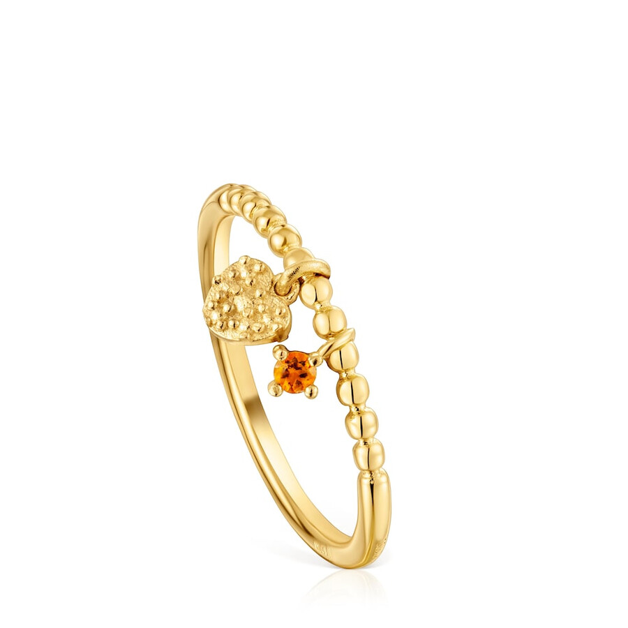 kleiner ring mit 18-karätiger vergoldung über silber und orangefarbenem granat tous grain