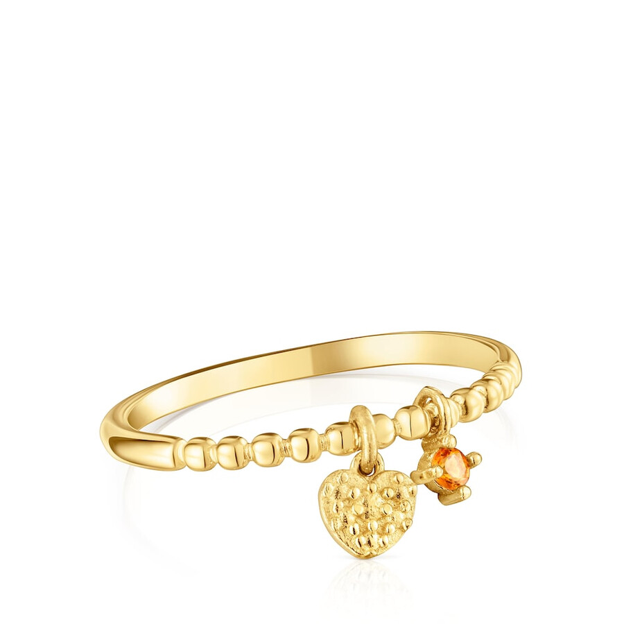 kleiner ring mit 18-karätiger vergoldung über silber und orangefarbenem granat tous grain