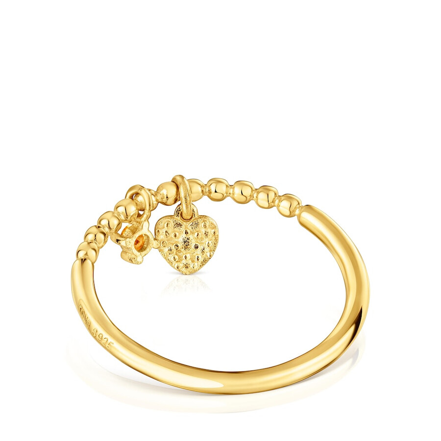 kleiner ring mit 18-karätiger vergoldung über silber und orangefarbenem granat tous grain