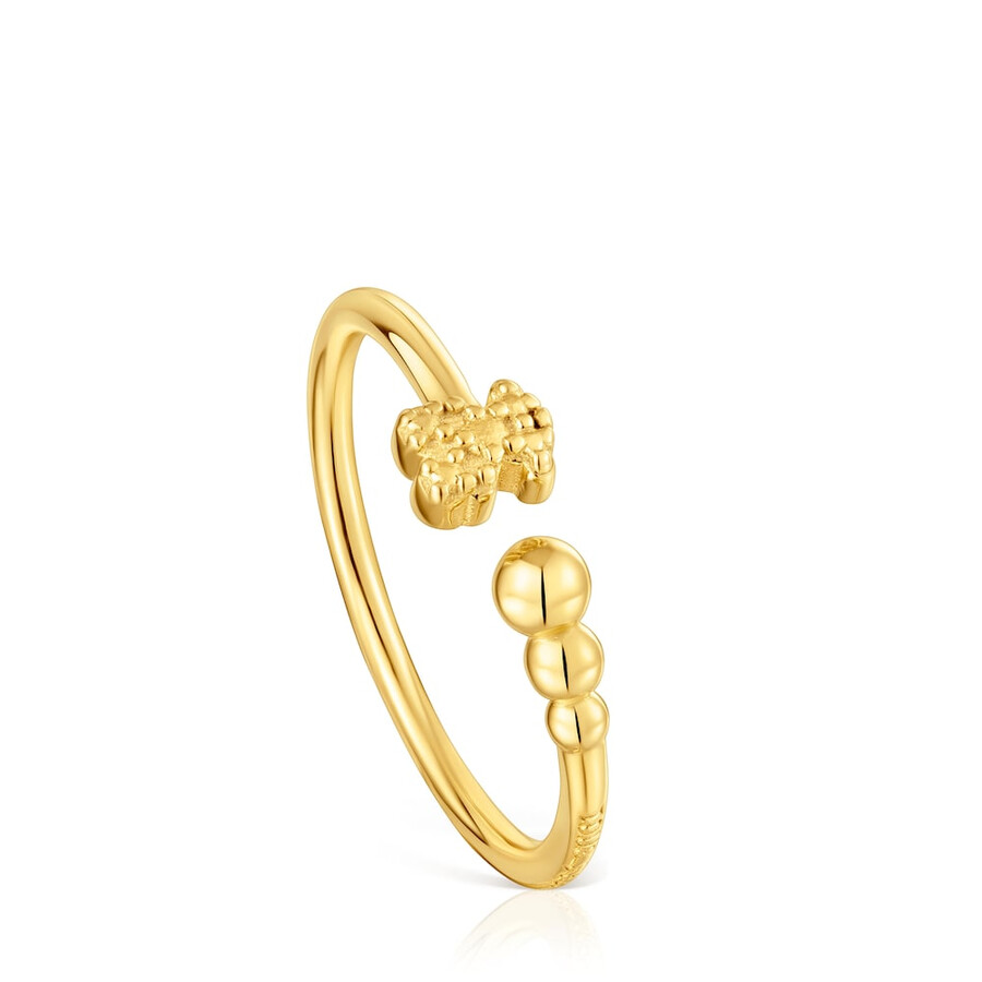 kleiner offener ring mit 18-karätiger vergoldung auf silber und tous grain-motiven