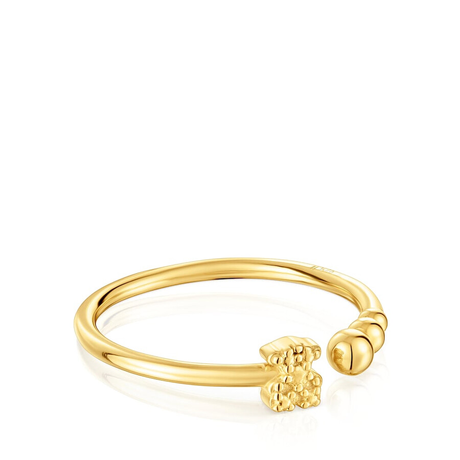 kleiner offener ring mit 18-karätiger vergoldung auf silber und tous grain-motiven