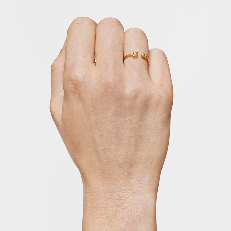 kleiner offener ring mit 18-karätiger vergoldung auf silber und tous grain-motiven