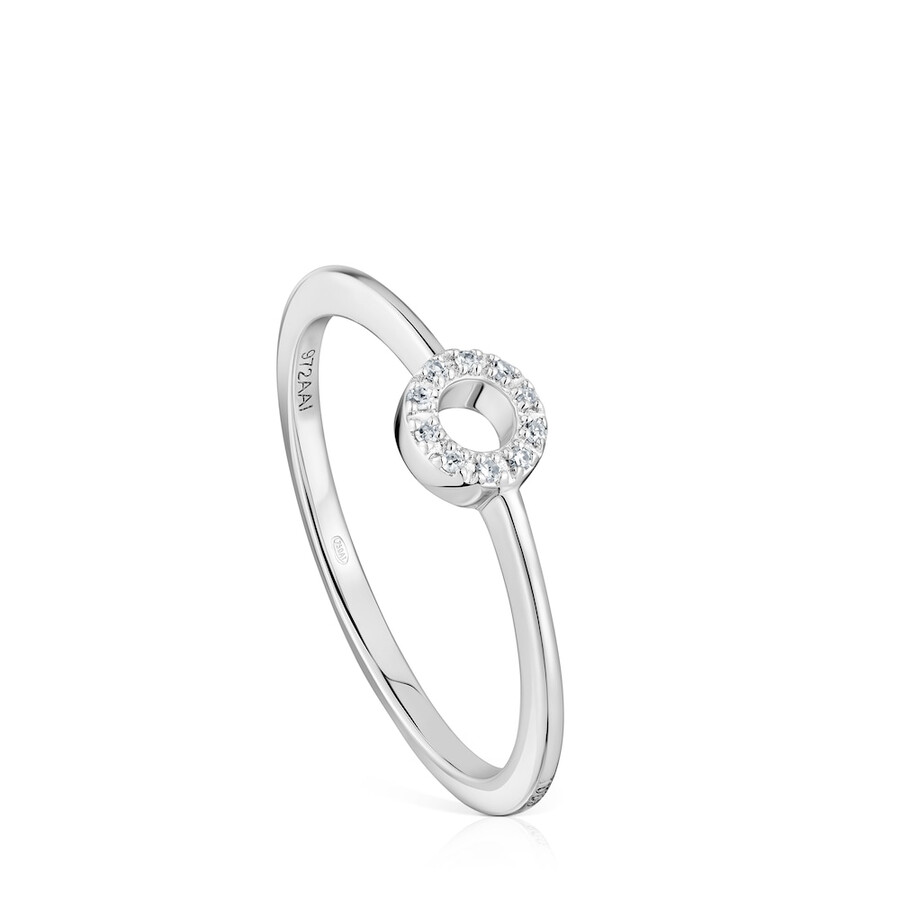 kleiner runder ring aus weißgold mit diamanten von tous grain