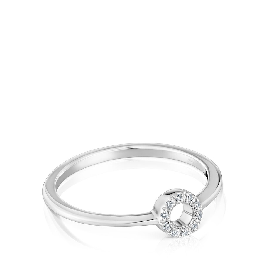 kleiner runder ring aus weißgold mit diamanten von tous grain