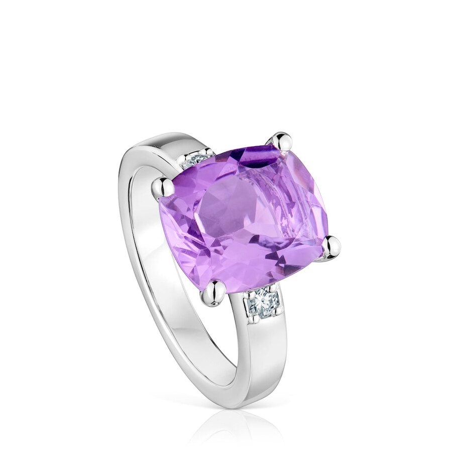silberring „basic colors mit diamant und amethyst