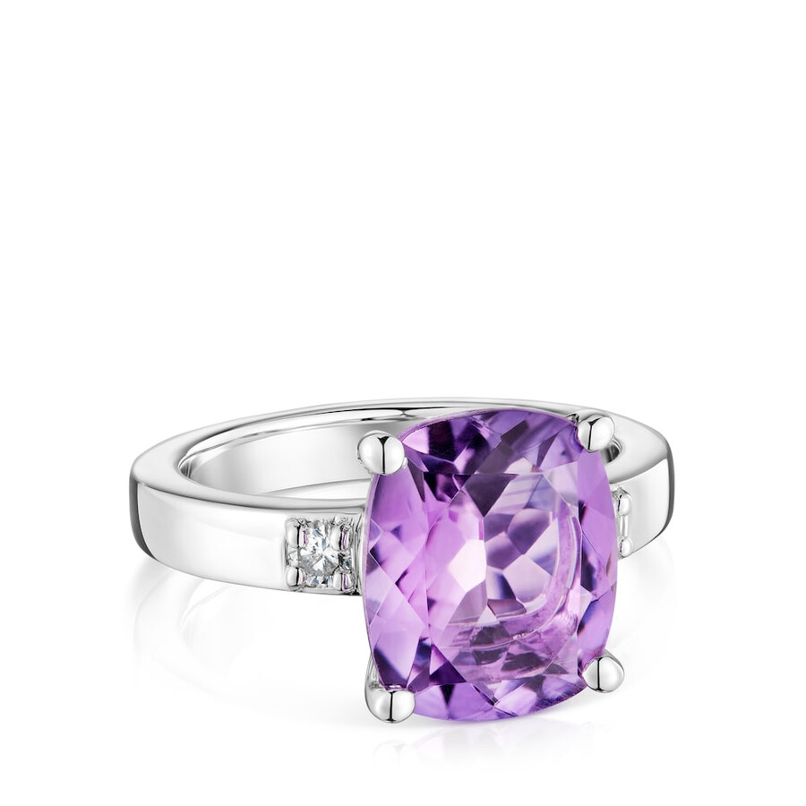 silberring „basic colors mit diamant und amethyst