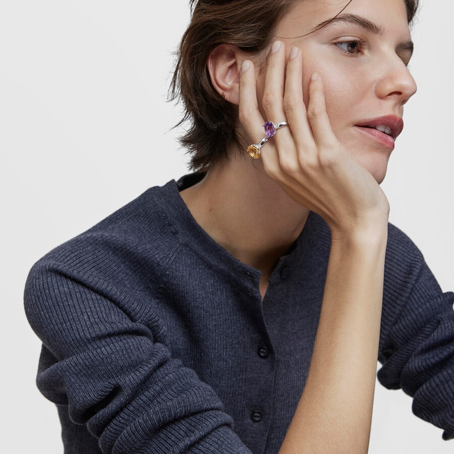 silberring „basic colors mit diamant und amethyst