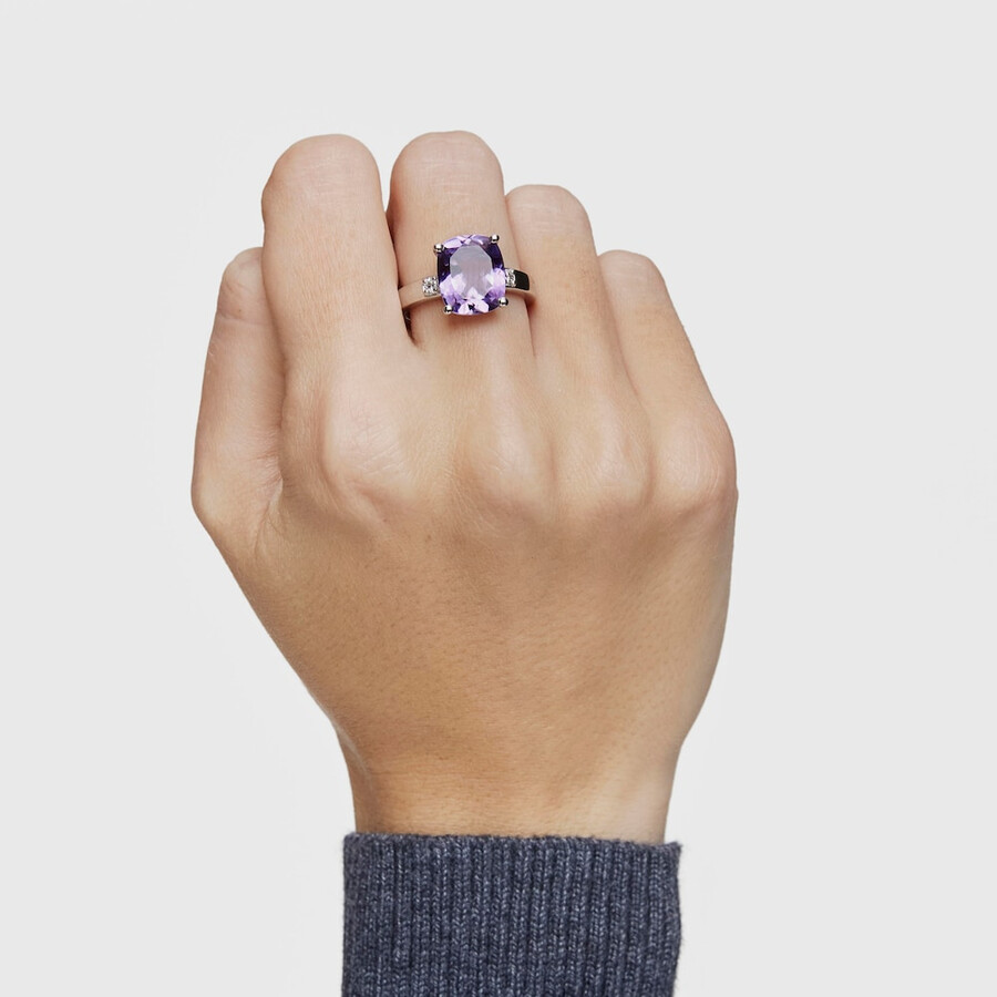 silberring „basic colors mit diamant und amethyst