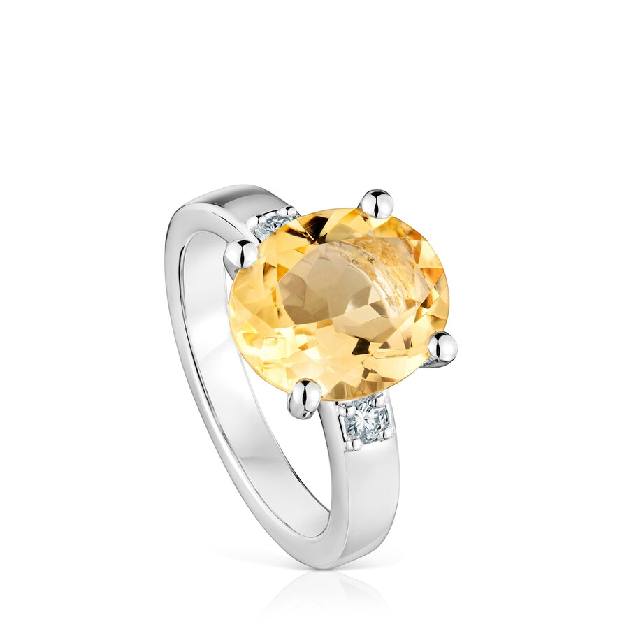 silberring „basic colors mit diamant und citrin