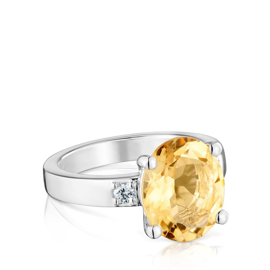 silberring „basic colors mit diamant und citrin