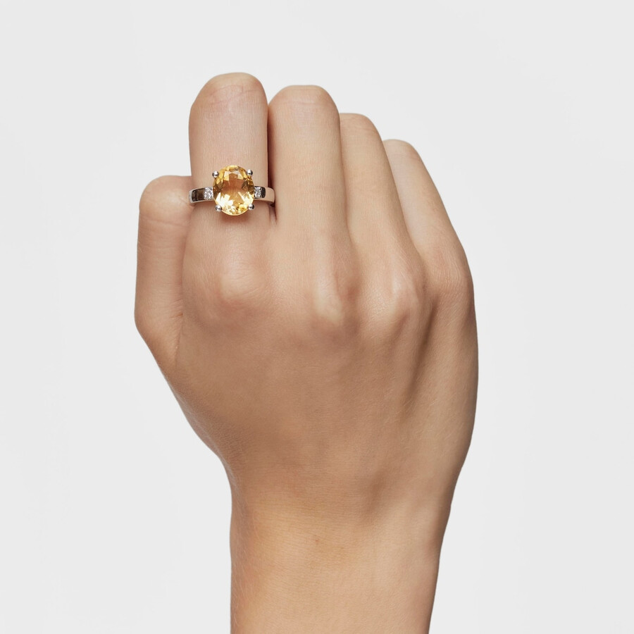 silberring „basic colors mit diamant und citrin