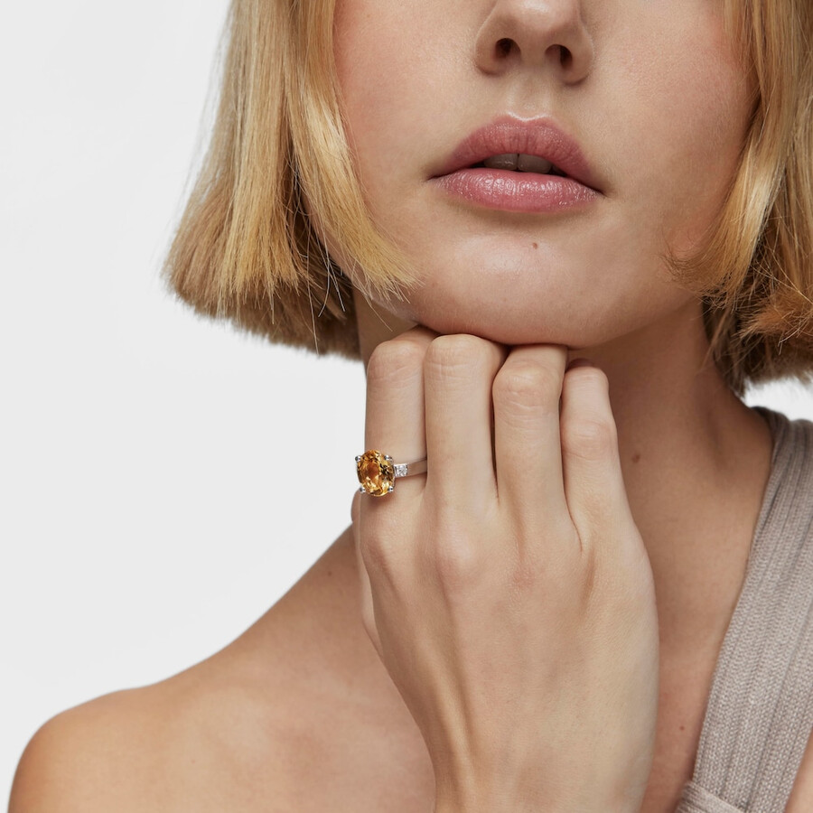 silberring „basic colors mit diamant und citrin