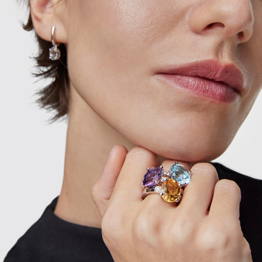 silberring „basic colors mit diamant und topas