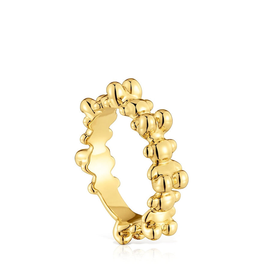 mittelgroßer ring „bold bear mit 18-karätiger vergoldung auf silber und bärenmotiven