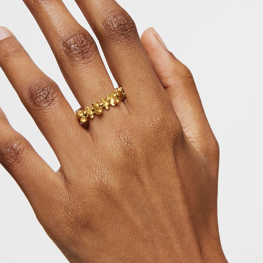 mittelgroßer ring „bold bear mit 18-karätiger vergoldung auf silber und bärenmotiven