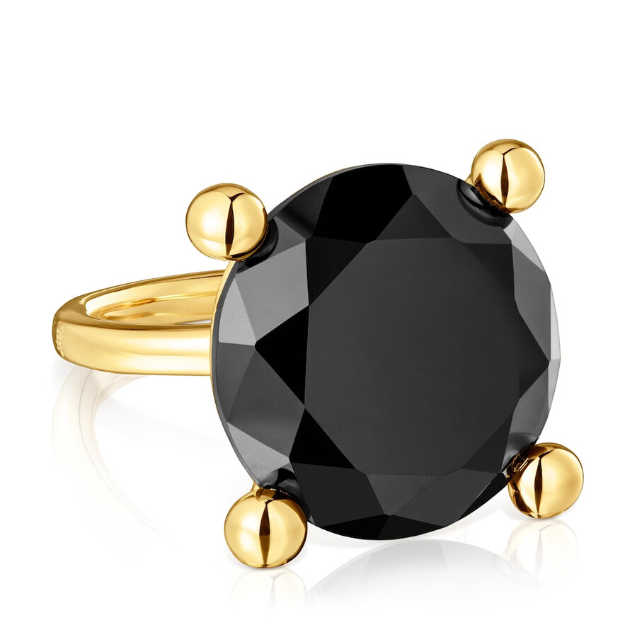 großer ring aus 18-karätigem gold über silber und onyx farbe schwarz